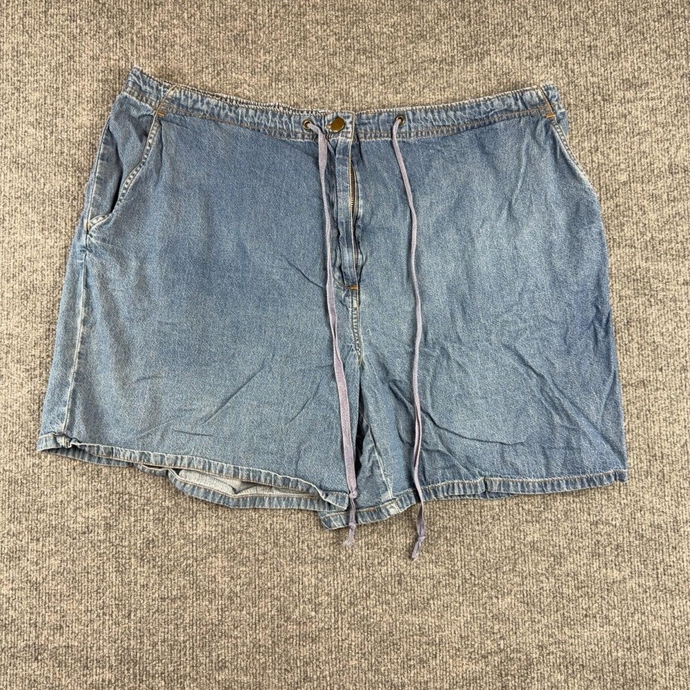 Mainstreet Blues Shorts Womens 24W Blue Denim Bermuda Elastic Waist Drawstring
